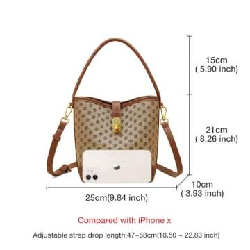 FOXLOVER Fabric Small Bucket Bag for Women Fashion Ladies Simplicity Crossbody Handbag Shoulder Purs...