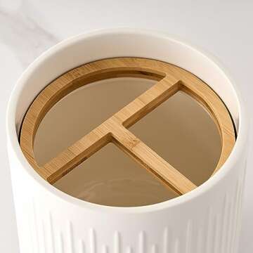 JIEMEI HOME Kitchen Utensil Holder, 7.2" Large Ceramic Stable Utensil Crock for Kitchen Counter, Ute...