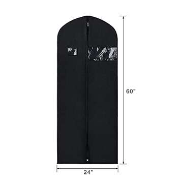 Syeeiex 60'' Garment Bags for Hanging Clothes, Set of 4 Dress Bags for Gowns, Dress Garment Bag, Dus...