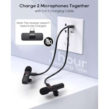 USB C Phone Microphone for iphone Android Tablet ipad PC Wireless Lavalier Mini Mic for Content Crea...