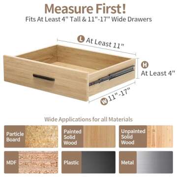 NTQNOIKA Drawer Dividers Organizer 8 Pack, Adjustable Separators 4" High Expandable from 11-17" for ...