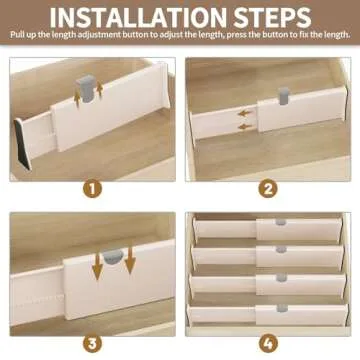 NTQNOIKA Drawer Dividers Organizer 8 Pack, Adjustable Separators 4" High Expandable from 11-17" for Bedroom, Bathroom, Closet, Clothing, Office, Kitchen (Beige, 8 PACK)