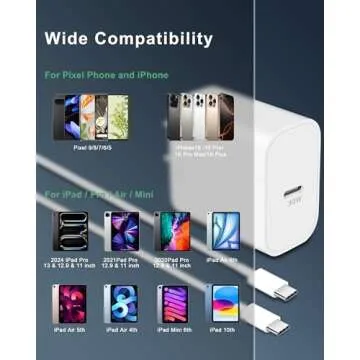 30W USB C Fast Charger for Google Pixel 9/9 Pro/9 Pro XL/8/8a/8 Pro/7 Pro/7a/7/6/5/4/3 XL, 30 Watt Type C Super Fast Wall Charger Block with 6FT USB C to C Cable