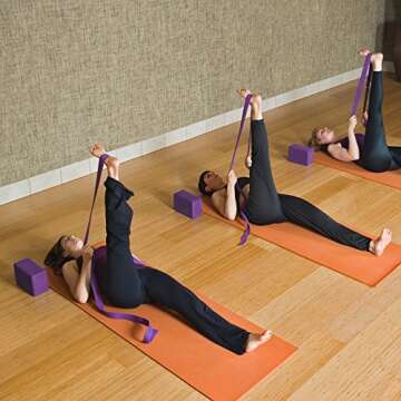 Yoga Blocks and Yoga Strap Set - 2PCS High Density EVA Foam Bricks 9”x6”x4” Plus (8FT) Metal D-Ring Stretching Belt Provides Stability Balance, Support and Deepen Poses for Yoga Fitness Pilates(Grey)