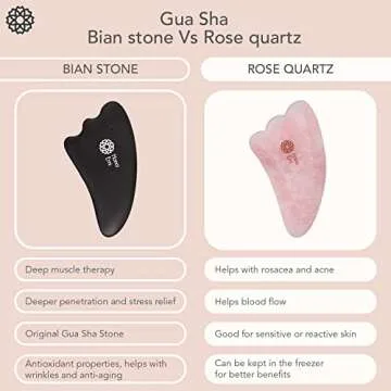 Hana Emi Gua Sha Facial Tools Set of 4 - Large Bian Stone for Face & Body Massage - Glowing Massage Tool & Body Set for Daily Skincare Routine