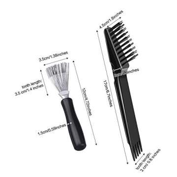 Boao 2 Pieces Hair Brush Cleaning Tool Comb Cleaner Brush Mini Comb Cleaning Hair Remover Tool for Removing Dust Home and Salon Use(Black Color)