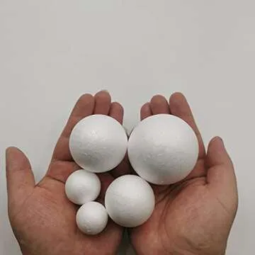 50 Pack Craft Foam Balls, 5 Sizes(1-2.4 Inches), White Polystyrene Smooth Round Balls, Foam Balls for Arts and Crafts, Christmas, DIY Craft for Home, Supplies School Craft Project and Holiday Party
