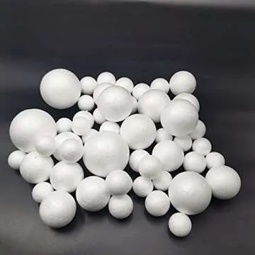50 Pack Craft Foam Balls, 5 Sizes(1-2.4 Inches), White Polystyrene Smooth Round Balls, Foam Balls for Arts and Crafts, Christmas, DIY Craft for Home, Supplies School Craft Project and Holiday Party