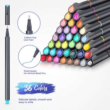 iBayam 36 Vibrant Color Pens for Creative Writing and Art