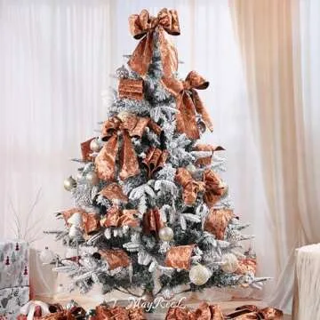 MAYREEL Copper Velvet Ribbon 4 Inch Wired for Christmas