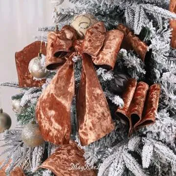 MAYREEL Copper Velvet Ribbon 4 Inch Wired for Christmas