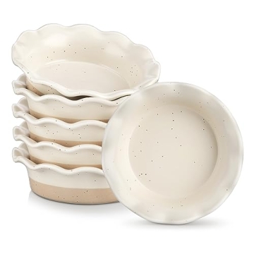 vancasso Mini Pie Pans Set of 6, 5.2 Inch Ceramic Deep Dish Pie Plates with Ruffled Edge for Baking,...
