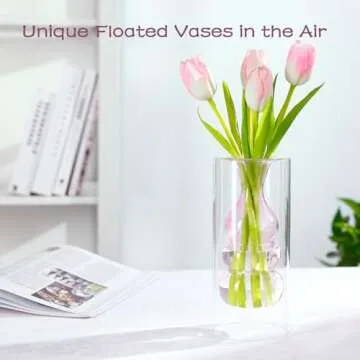 Elegant Hand Blown Pink Glass Vase for Home Decor