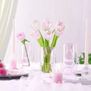 Elegant Hand Blown Pink Glass Vase for Home Decor