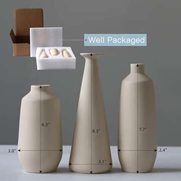 Abbittar Ceramic Vase Set 3 - Minimalistic Home Decor