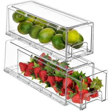 Sorbus Fridge Drawers, Clear Stackable Pull Out Refrigerator Organizer Bins - Food Storage Container...
