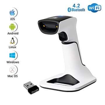 ScanAvenger Wireless Portable 1D&2D Barcode Scanner: Hand Scanner with Stand and Bluetooth Connectio...