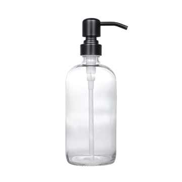 Thick Glass Soap Dispenser with Matte Black Pump - 2 Pack