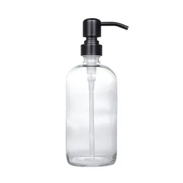 Thick Glass Soap Dispenser with Matte Black Pump - 2 Pack