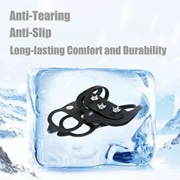 2 Pair Universal Non Slip Ice Gripper Spikes,8 Steel Ice Grips Snow Grippers,Durable Ice Traction Cleats for Shoes & Boot-M
