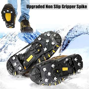 2 Pair Universal Non Slip Ice Gripper Spikes,8 Steel Ice Grips Snow Grippers,Durable Ice Traction Cleats for Shoes & Boot-M