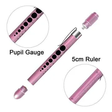 ALMOCN Pen Light,Nurse Medical Reusable LED Penlight White Light with Pupil Gauge and Ruler (Rose Gold)