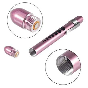 ALMOCN Pen Light,Nurse Medical Reusable LED Penlight White Light with Pupil Gauge and Ruler (Rose Gold)
