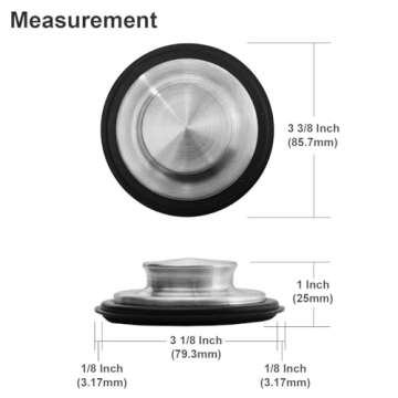 3 3/8 inch (8.57 cm) - Kitchen Sink Stopper Stainless Steel Garbage Disposal Plug Fits Standard Kitc...