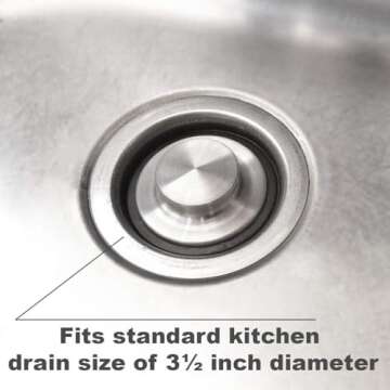 3 3/8 inch (8.57 cm) - Kitchen Sink Stopper Stainless Steel Garbage Disposal Plug Fits Standard Kitchen Drain Size of 3 1/2 inch (3.5") Diameter