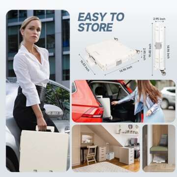 Honshine Foldable Cart with Stair Climbing Wheels, Collapsible Rolling Crate with Telescoping Handle, Handcart for Grocery Book File Tool Art Supplies(Milky White)