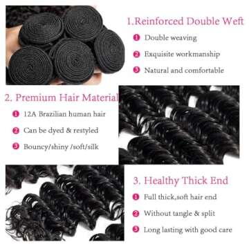 Vibrant 12A Brazilian Deep Wave Bundles 24-28 inches