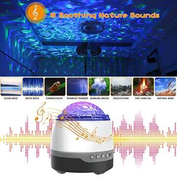 Galaxy Projector,Star Projector for Bedroom,Remote Control & White Noise Bluetooth Speaker,8 Soother...