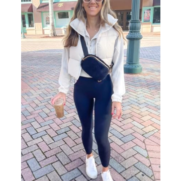 Gihuo Women Cropped Puffer Vest Stylish Lightweight Jacket