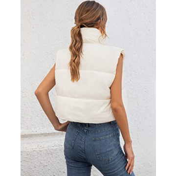 Gihuo Women Cropped Puffer Vest Stylish Lightweight Jacket