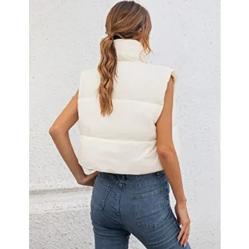 Gihuo Women Cropped Puffer Vest Stylish Lightweight Jacket