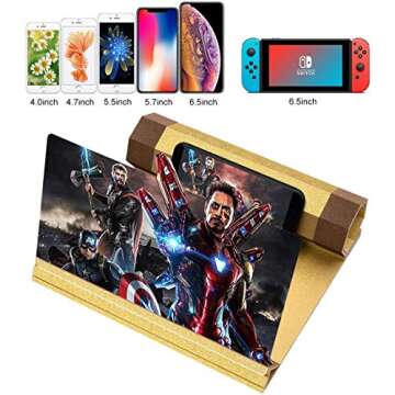 12’’ Screen Magnifier for Smartphone – Mobile Phone 3D Magnifier Projector Screen for Movies, Videos, and Gaming – Foldable Phone Stand with Screen Amplifier – Compatible with All Smartphones