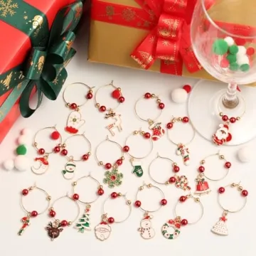 Christmas Wine Glass Charms for Holiday Gatherings 18 Pack
