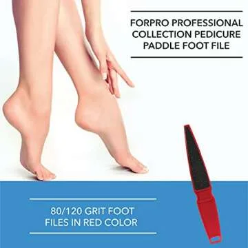ForPro Professional Collection Pedicure Paddle Foot File, Double-Sided Foot File for Heels, Disposable & Sanitizable, 80/120 Grit, Red, Pack of 12