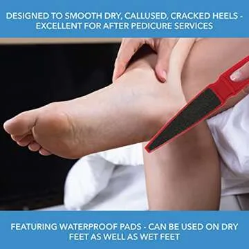 ForPro Professional Collection Pedicure Paddle Foot File, Double-Sided Foot File for Heels, Disposable & Sanitizable, 80/120 Grit, Red, Pack of 12