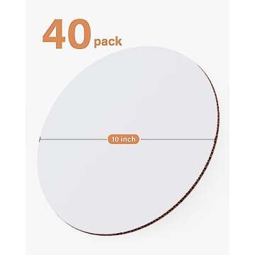 Kootek Cake Boards 40 Pack - 10 Inch Round Circle Cardboard Base, Disposable Food-Grade Cake Plate for Cake Decorating Baking