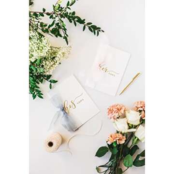 HaBee Wedding Vow Books His Hers Vow Cards with Chiffon Ribbon Vintage 2 Pcs Rustic Elegant Ceremony...