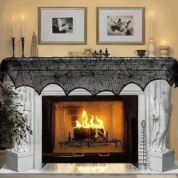 AerWo Halloween Black Lace Mantle Scarf 45 x 243cm