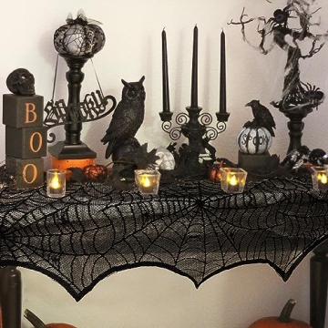 AerWo Halloween Black Lace Mantle Scarf 45 x 243cm