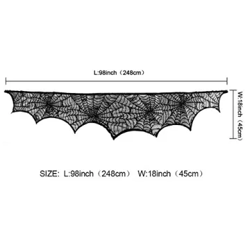 AerWo Halloween Black Lace Mantle Scarf 45 x 243cm