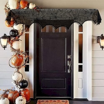 AerWo Halloween Black Lace Mantle Scarf 45 x 243cm