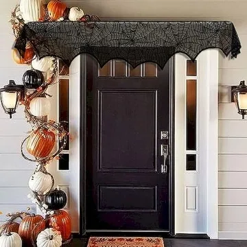 AerWo Halloween Black Lace Mantle Scarf 45 x 243cm