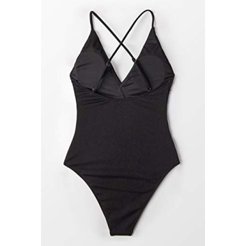 CUPSHE Women's Ruffle Wrap One Piece Swimsuit Black M