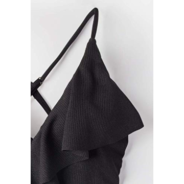 CUPSHE Women's Ruffle Wrap One Piece Swimsuit Black M