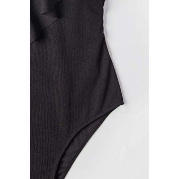 CUPSHE Women's Ruffle Wrap One Piece Swimsuit Black M