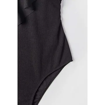 CUPSHE Women's Ruffle Wrap One Piece Swimsuit Black M